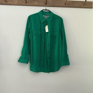 NWT_Green and White Polka-Dot Button-Down Women’s